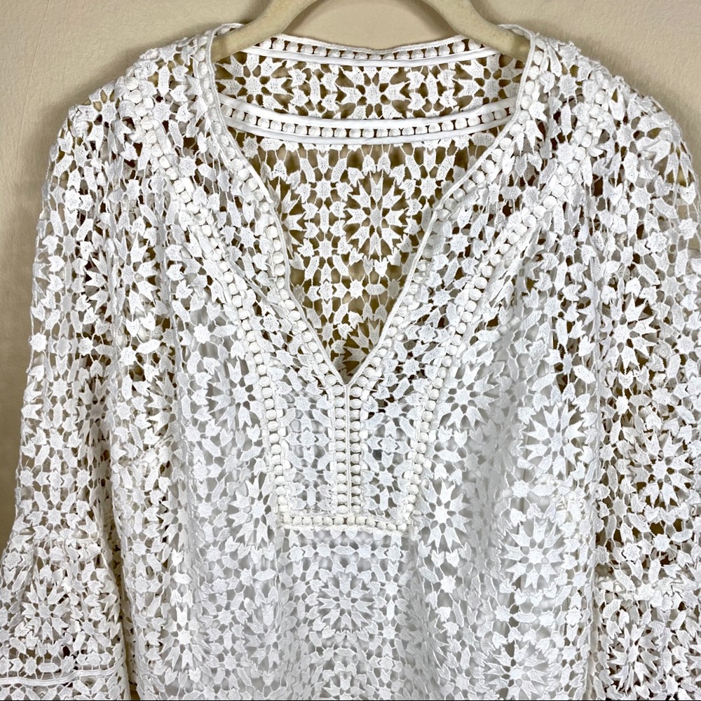 KATE SPADE White Lace Long Sleeve Mini Dress 2 - Picture 6 of 13